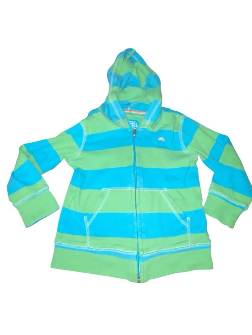 GAP Girl's Size 4T Vintage 2006 Striped Jacket with Rainbow Emblem 100% Cotton